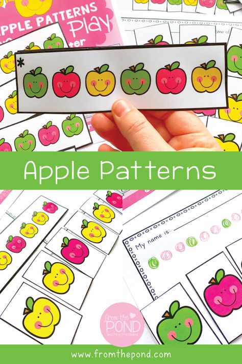 Apple Theme Kindergarten, Kindergarten Apples, Math Apple Activities, Feelings Activities Preschool, Classroom Worksheet, Apple Cards, Apple Study, Patterns Math, Tk Classroom