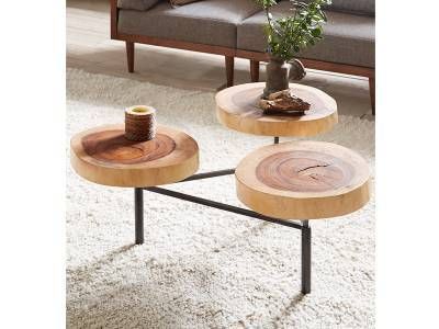 Tre Kunst, Wood Slice Decor, Diy Coffee Tables, Wood Cocktail Table, Unique Coffee Table, Coffee Table Farmhouse, Log Furniture, Black Coffee Tables, Sofa End Tables