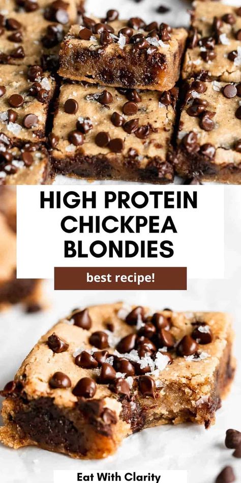 Peanut Butter Chickpea, Protein Vegan Meals, High Protein Vegan Meals, Chickpea Blondies, High Protein Cookies, Vegan Protein Recipes, Vegan Protein Bars, Protein Baking, High Protein Desserts