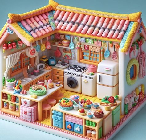 Clay Doll Furniture, Polymer Clay Dollhouse, Clay Dollhouse, Ribbon Bow Tutorial, Room Box Miniatures, Kids Toy Shop, Mini Furniture, Clay Doll, Kawaii Christmas