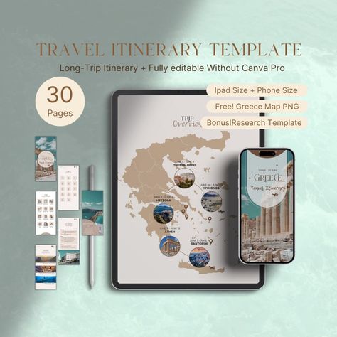 Tour Itinerary Design, Itinerary Design, Welcome Package, Greece Map, Mobile Template, Feel Lost, Itinerary Template, Travel Itinerary Template, Diy Travel