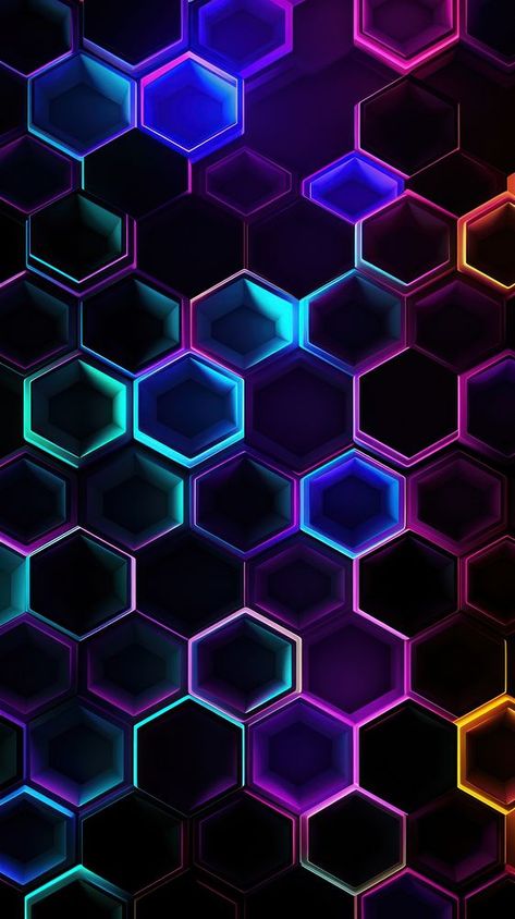 Neon light hexagon pattern honeycomb purple backgrounds. AI generated Image by rawpixel. | premium image by rawpixel.com Hexagon Pattern Wallpaper, Neon Backgrounds Aesthetic, Hexagon Aesthetic, Iphone Neon Wallpaper, Honeycomb Art, Iphone Wallpaper Black, Honeycomb Wallpaper, Laptop Background, Hexagon Wallpaper