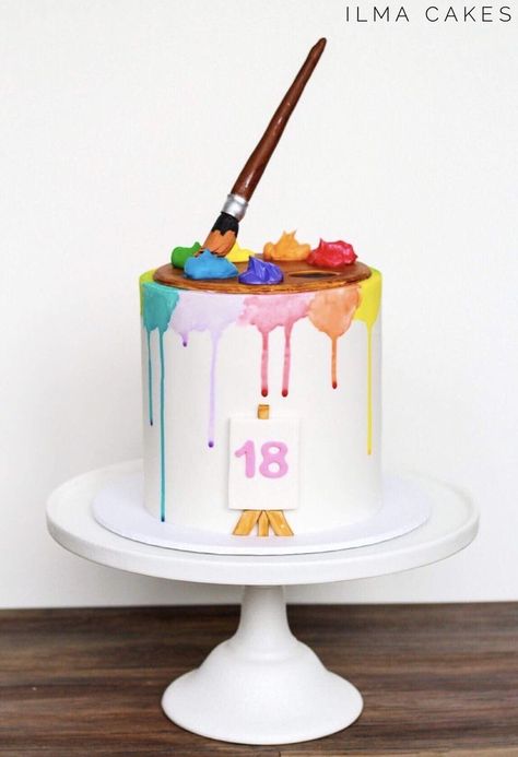 Painter Cake, Art Party Cakes, Art Birthday Cake, Artist Cake, Gravity Defying Cake, Gravity Cake, Cake Recipes Easy, Art Birthday Party, Crazy Cakes