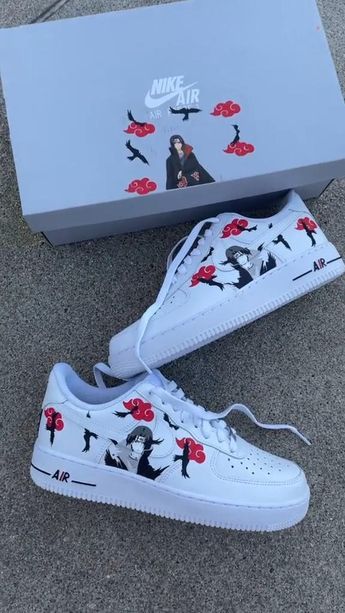 Naruto Shoes, Painted Shoes Diy, Custom Sneakers Diy, Custom Shoes Diy, Diy Sneakers, Basket Style, White Leather Shoes, Custom Nike Shoes, All Nike Shoes