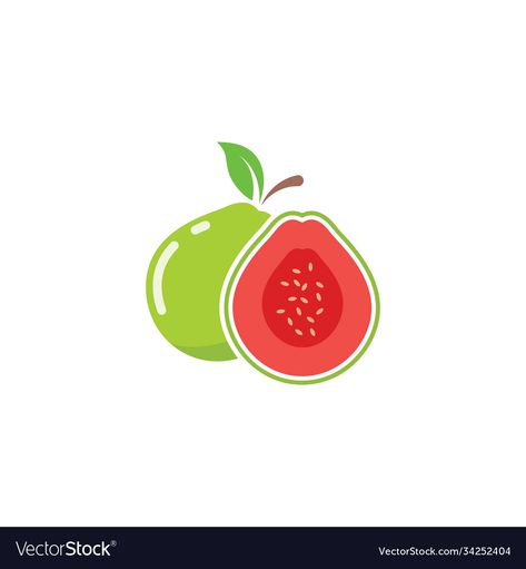 Guava Logo, Guava Illustration, Guava Vector, Fruit Logo Design Ideas, Fruit Logo Design, Guava Fruit, Guava Juice, Fruit Logo, Fruit Icons