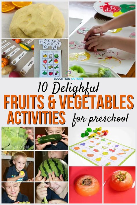 Encourage preschoolers to eat healthily by introducing fruit and vegetable-themed activities to class. The activities listed below will help preschoolers learn about fruits and vegetables in a fun, creative way. Fruits Project Preschool, Fruit Vs Vegetable Activity, Fruit And Vegetable Theme Preschool, Nutrition Week Activities Preschool, Fruits Lesson Plan Preschool, Vegetable Lesson Plans For Preschool, Food Themed Activities For Preschoolers, Fruit Theme Preschool, Fruit And Vegetable Preschool Activities