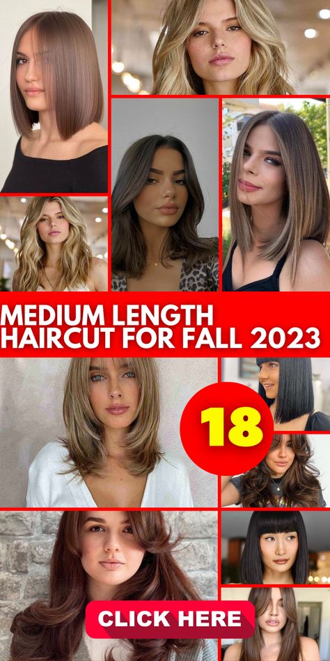 Transform your look with the latest medium length haircut trends for fall 2023. Whether you have fine or thick hair, find the perfect cut to suit your hair type. Flatter your round face with a cute and trendy hairstyle. Add layers for volume and texture, or opt for curtain bangs to enhance your look. Whether your hair is straight or wavy, there's a medium length haircut that will elevate your style. Get ready to make a statement with a fresh and fashionable look this fall. Medium Length Haircut With Curtain Bangs For Round Faces, Haircut 2023 Trends Women Medium Round Face, Medium Length Haircut 2023, Mid Length Hairstyles For Round Faces, Hair Cuts 2023 Trends Medium Oval Face, Medium Length Haircut With Layers And Curtain Bangs, Hair Cuts 2023 Trends Medium Round Face, Layers For Volume, Thick Hair Bangs