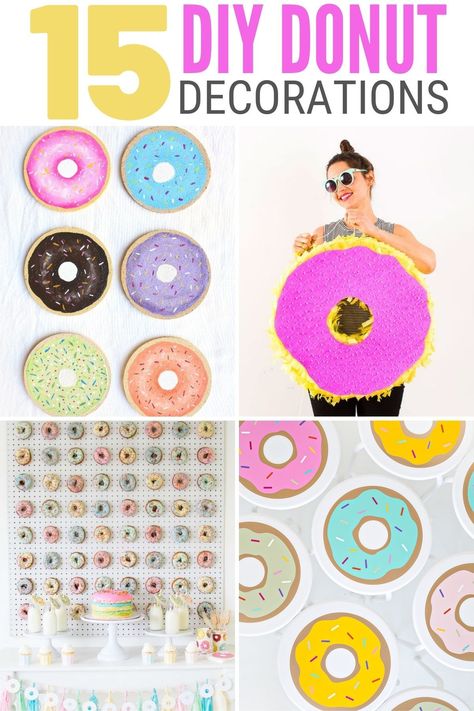 Throw an unforgettable donut party and get your friends in the spirit with these fun creations inspired by the donut. Get the how-to here! #thecraftyblogstalker #donutdecorations #donutparty #donutprintables Diy Donut Themed Birthday Party, Diy Donut Decor, Donut Craft Ideas, Donut Decorations Ideas, Pin The Sprinkle On The Donut Game, Donut Diy Decorations, Donut Birthday Party Decorations Diy, Diy Donut Party Decorations, Donut Forget Us Party