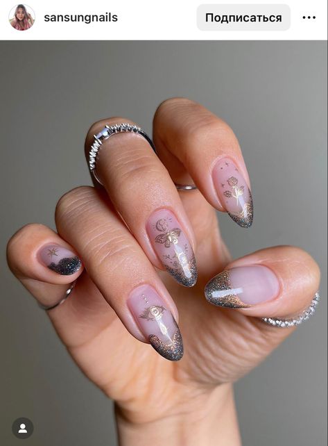 Duo Chrome Nails, Cat Eye French Tip, Witchy Elements, Coral Navy, Eye Nails, Magic Potion, Nail Jewels, Cat Eye Nails, Gold Chrome