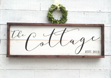 Cottage Sign, vintage Home Decor by BrushAndTwine on Etsy https://www.etsy.com/listing/473722106/cottage-sign-vintage-home-decor Beach Cottage Style Decor, Cottage Style Interiors, Cottage Signs, Interior Design Advice, Magnolia Market, Cottage Style Homes, Romantic Cottage, Style Cottage, Beach Cottage Decor