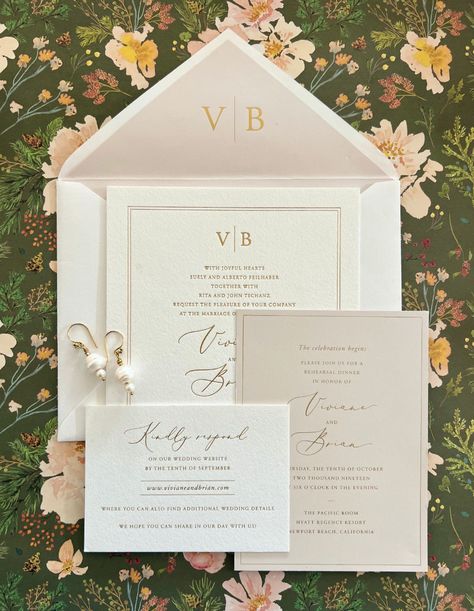 This custom blush and ivory invitation suite by @bellafigura is a beautifully designed wedding invitation. Incorporating delicate blush tones and elegant gold foil elements. This suite is perfect for those seeking a romantic and sophisticated theme for their special occasion. #lajolla #lajollabride #goldfoil #sweetpaper #letterpress #Destinationweddings #alltheprettysuites #customweddinginvitations #wedding planning #sandiegobride #sandiego weddinginvitations #invitations #luxuryinvitations Modern Elegant Wedding Invitations Classy, Trending Wedding Invitations, Elegant Wedding Invitations Classy Minted, Formal Floral Wedding Invitations, Classy Wedding Invitations Gold, Champagne Wedding Invitations, Classic Wedding Invitations Elegant Gold, Tuscany Wedding Invitations, Unique Wedding Invitations Elegant