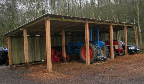 Tractor Shed Ideas, Diy Tractor, Tractor Shed, Shed Diy, Farm Storage, Tractor Barn, Loafing Shed, Building A Pole Barn, Carport Sheds