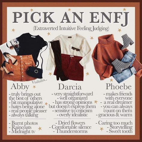 𝐌𝐚𝐡𝐚𝐥𝐢𝐚 🌼 on Instagram: “16 𝙥𝙚𝙧𝙨𝙤𝙣𝙖𝙡𝙞𝙩𝙞𝙚𝙨: 𝙀𝙉𝙁𝙅 Are you an ENFJ? Which girl would you pick? • I had a really hard time picking colors for this one ahhhh I’m…” Movie Moodboard, Enfj Personality, Enfj T, Outfit Collages, Outfit Planner, Niche Memes, Photo Care, 16 Personalities, Outfit Collage