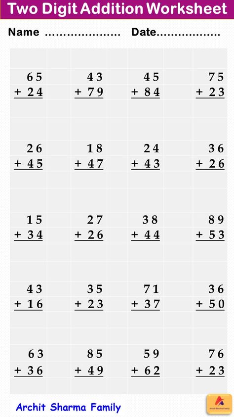 2 Digit Addition Worksheet Two Digit Addition, Worksheet For Class 2, Math Multiplication Worksheets, 2 Digit Addition, Kindergarten Math Worksheets Addition, Addition Worksheet, Worksheets For Class 1, Math Addition Worksheets, 3rd Grade Math Worksheets