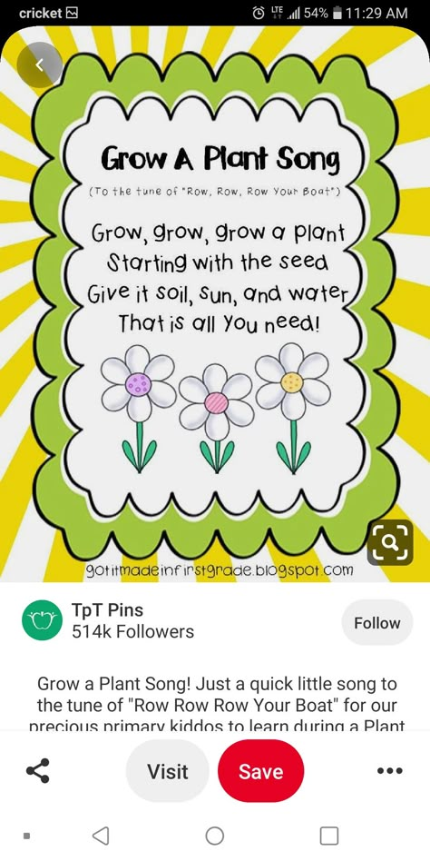 Plants And Gardening Preschool Theme Crafts, Spring Topics For Preschool, May Daycare Activities, Grow A Plant Song, Plant Songs For Toddlers, Gardening For Toddlers Ideas, Gardening Study Preschool Activities, Life Cycle Toddler Crafts, Spring And Gardening Preschool