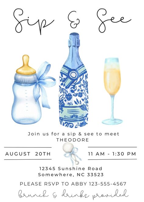 Sip N See Party Ideas Boy, Sip And See Party Ideas Boy, Sip And See Party Ideas, Baby Sip And See, Baby Boy Sip And See, Sip And See Invitation, Sip N See, Baby Boy Invitations, Sip And See