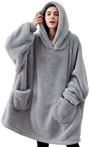 Bedsure Oversized Wearable Blanket Hoodie - Fluffy Fleece Adults Hoody Blanket for Men & Women, Comfy Snuggle Hoodie Blanket Gift for Her, Gift for Women, Grey, 95x85cm : Amazon.co.uk: Home & Kitchen Big Hoodies, Blanket Jacket, Pajama Fashion, Sweatshirt Blanket, Cute Sleepwear, Blanket Sweater, Blanket Hoodie, Hoodie Blanket, Wearable Blanket