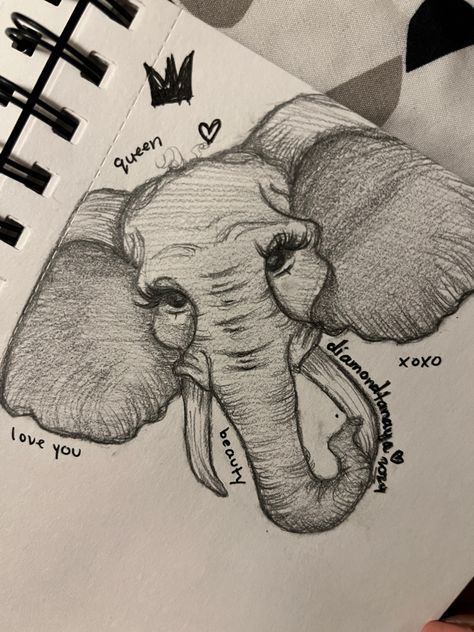 #diamondtanaya #elephant #art #sketch #drawing Elephant Drawing Aesthetic, Elephant Sketches, Cartoon Elephant Drawing, Elephant Drawings, Elephant Sketch, Elephant Drawing, Cartoon Elephant, Curly Hair Styles Easy, Sketch Ideas