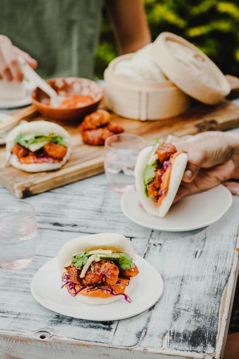 Korean Chicken Bao Buns | Rangitikei Chicken Korean Chicken Bao, Chicken Bao Buns, Steamed Bao Buns, Steamed Bao, Free Range Chicken, Impressive Appetizers, Gochujang Sauce, Korean Chicken, Bao Buns