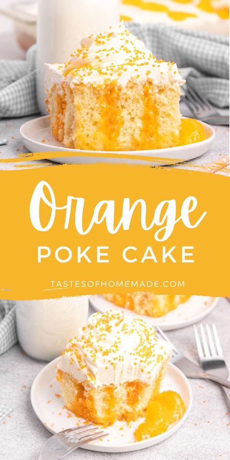 5 Ingredient Orange Cake, Orange Vanilla Bean Cake, Dream Cycle Cake Orange, Orange Crush Poke Cake Recipe, Orange Creamsicle Poke Cake, Orange Fluff Cake, Orange Jello Poke Cake Recipe, Orange Jello Cake Recipe, Orange Poke Cake With Orange Juice