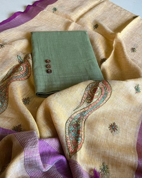 *LINEN Exclusive Sozni Hand Embroidered Dupatta!* LIMITED EDITION *One set only* Dupatta is paired with Pure Handloom Cotton Kurta and bottom! Wooden buttons along as complimentary! #handmade #Sozni Free shipping within India . . . . What’s app 9096568686 or DM to order #indianwear #indianwears #revaboutique86 #ootdfashion #punjabisuits #cotton #festivewear #ethnicwears #ethnicwear #partywearsuits #weddingwear #textiles #textilesofindia #embroidery #festiveseason #telangana #designerwear... Hand Embroidered Dupatta, Chanderi Suits, Embroidered Dupatta, Cotton Kurta, Wooden Buttons, One Set, Wedding Wear, Designer Wear, Indian Wear