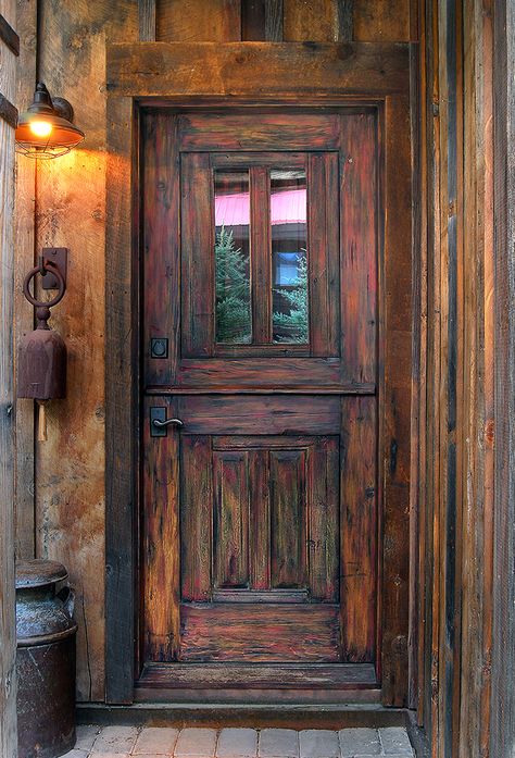 Dutch Door - La Puerta Originals Rustic Entry Doors, Mexican Doors, Rustic Entry, Architecture Unique, Rustic Barn Door, Cool Doors, Dutch Door, Carved Doors, Rustic Doors