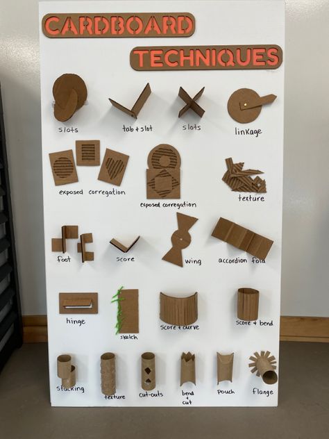 Inspired by many iterations of this, I recently made this one to use in our Middle School Makerspace. 🤩 Cardboard Sculpture Techniques, Sculpture Middle School, School Makerspace, Cardboard Construction, Cardboard Model, Sculpture Lessons, Cardboard Crafts Diy, Cardboard Box Crafts, Cardboard Sculpture