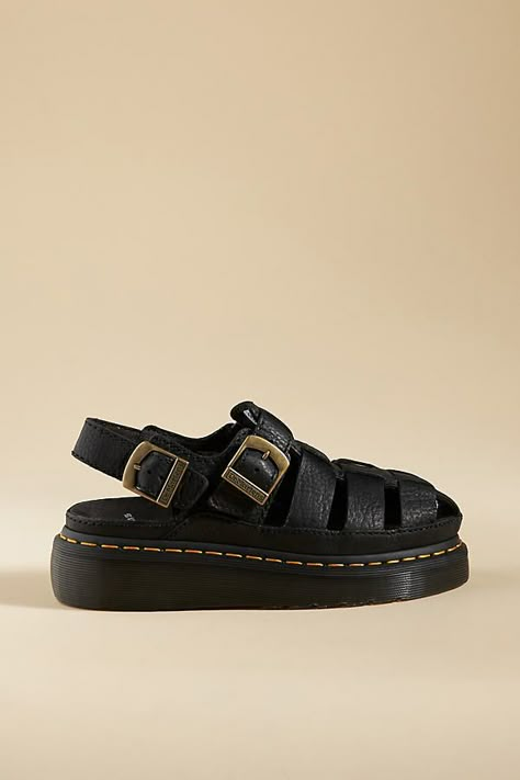 Leather upper Synthetic insole, sole Buckle styling Imported | Archive Fisherman Sandals by Dr. Martens in Black, Women's, Size: 10, Leather at Anthropologie Fisherman Sandals Outfit, Doc Martens Aesthetic, Enby Fashion, Sandals Outfit Summer, 2024 Shoes, Fisherman Sandals, Sandals Outfit, Leather Man, Swag Shoes