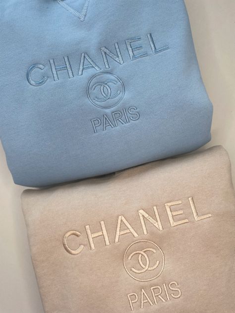 Chanel 
Designer brand
Luxury 
Embroidery 
Jumper 
Crewneck 
Sweatshirt Cute Simple Crewneck, Designer Crewneck, Embroidery Crewneck, Cute Nike Outfits, Beige And Blue, Designer Sweatshirts, Embroidery Design Download, Chanel Inspired, Machine Embroidery Projects