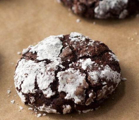 Flourless Deep Dark Chocolate Cookies Recipe - Food.com Flourless Chocolate Cookies, Fall Sides, Crinkle Cookies Recipe, Chocolate Crinkle, I Am Baker, Fudge Cookies, Dark Chocolate Cookies, Chocolate Crinkle Cookies, Chocolate Crinkles