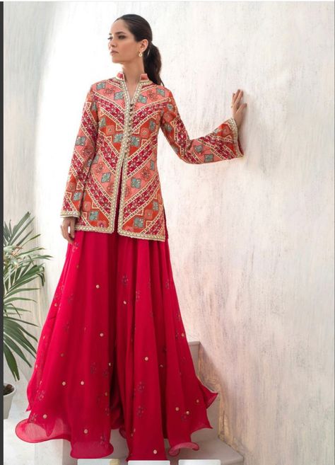 Luxury Semi-stitched Multicolor Traditional Wear, Luxury Bollywood Outerwear For Diwali, Luxury Tops With Gota Work For Festivals, Short Kurta With Skirt, Luxury Women's Festive Bandhgala, Luxury Festive Outerwear With Dupatta, Luxury Nehru Jacket With Gota Work For Diwali, Luxury Gota Work Tops For Wedding, Luxury Nehru Jacket With Gota Work For Festivals