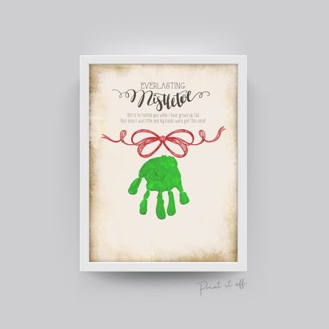 Mistletoe Handprint, Mistletoe Craft, Mistletoe Print, Footprint Art, Handprint Art, Baby Memories, Craft Time, Toddler Kids, Free Prints