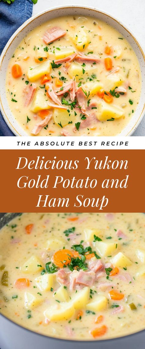 Image for Delicious Yukon Gold Potato and Ham Soup Allrecipes Potato Soup, Potato Soup Ham Bone, Ham And Bacon Soup, Ham And Bean Potato Soup, Potato Ham Bone Soup, Best Ham And Potato Soup Recipe, Small Batch Ham And Potato Soup, Ham And Cheese Soup Recipes, Potato Leek Soup With Ham