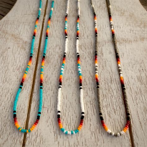 These beautiful chokers are 12 inches with extensions chain. Claw clamp. And seed beads. Made to order. Western Chokers, Western Fashion Jewelry, Simple Beaded Necklaces, Cowgirl Accessories, Country Jewelry, Beautiful Chokers, Making Necklaces, Beaded Jewelry Necklaces, Beaded Necklace Designs