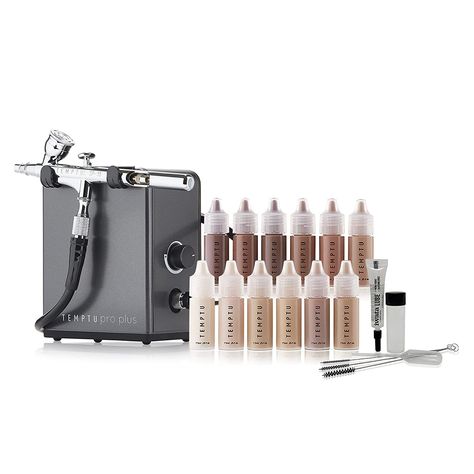 TEMPTU Pro Plus Premier Airbrush Kit: Airbrush Makeup Set for Professionals | Includes S/B Silicone-Based Foundation Starter Set & Airbrush Cleaning Kit | Travel Friendly. Airbrush Machine, Clear Makeup Bags, Airbrush Makeup, S B, Makeup Set, Prom Makeup, Makeup For Brown Eyes, Cleaning Kit, Beauty Supply