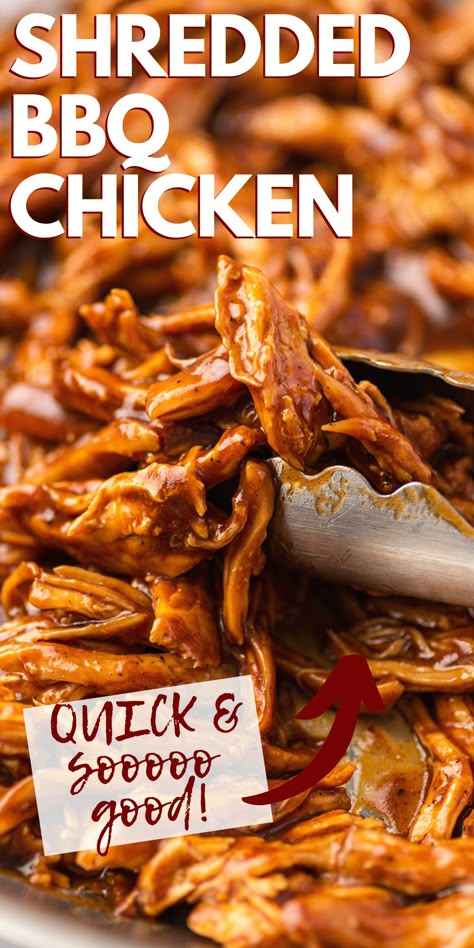 This incredibly easy tender and tangy BBQ Shredded Chicken can be made in less than 30 minutes and is perfect for chicken sandwiches, salads, and nachos. Shredded Bbq Chicken Recipes Crockpot, Easy Bbq Shredded Chicken, Crockpot Barbecue Chicken Sandwiches, Best Pulled Chicken Sandwiches, Chopped Bbq Chicken, Healthy Bbq Chicken Sandwich, Best Bbq Chicken Sandwiches, Bbq Chicken Subs, Shredded Bbq Chicken Crockpot Easy