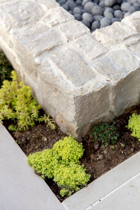 Limestone Landscape Edging, Limestone Edging Front Yards, Backyard Renovations, Outside Living, Home Landscaping, Backyard Projects, Pool Patio, Backyard Oasis, Lawn And Garden