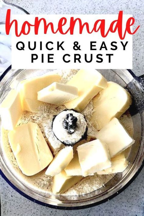 Quick easy simple flaky pie crust in food processor. Easy homemde pie crust with butter for chocolate or apple pie. #piecrust #easy #homemade Pie Crust In Food Processor, Easy Homemade Pie Crust, Food Processor Pie Crust, Easy Homemade Pie, Pumpkin Beer Bread, Pie Crust With Butter, No Fail Pie Crust, Flaky Pie Crust Recipe, Pie Crust Recipe Easy