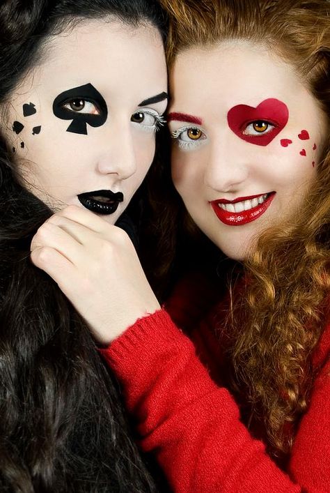 Poker Faces by LadyBranwick on DeviantArt Hallowen Schminke, Alice In Wonderland Makeup, Wonderland Makeup, Circus Makeup, Fantasy Make-up, Halloween Make-up Looks, Alice In Wonderland Costume, Pride Makeup, Halloween Eye Makeup