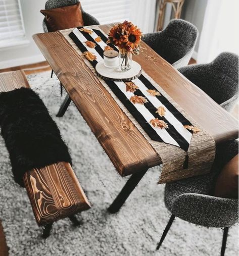 Wooden Cat House, Kitchen Table Wood, Into The Wood, Wood And Steel, Kitchen Dining Tables, Solid Wood Table, Rustic Farmhouse Style, Into The Woods, Solid Wood Dining Table