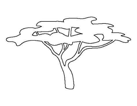 African tree pattern. Use the printable outline for crafts, creating stencils, scrapbooking, and more. Free PDF template to download and print at http://patternuniverse.com/download/african-tree-pattern/ Tree Drawing Easy, Africa Trees, Boom Kunst, African Tree, African Quilts, Tree Stencil, Afrique Art, Tree Templates, Stencil Templates