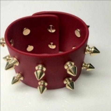 Diana Broussard Ian Bracelet In Red And Gold Plexiglass Bracelet Embellished With Spike Rivets In Plated Soft Gold Handmade In Italy 47mm Plexiglass And Width 2 Side Closures New Inventory: B10 #Rock #Punk #Gifts Spike Bracelet, Rock Punk, New Inventory, Knee High Leather Boots, Leather Collar, Red And Gold, Rivets, Vibrant Red, Womens Jewelry Bracelets