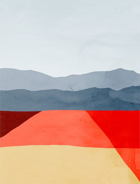 Abstract Landscape Fine Art Print Mid Century Modern by evesand Mid Century Modern Art Print, Large Abstract Wall Art, Red Wall Art, Minimalist Landscape, Red Wall, Art Minimaliste, Contemporary Abstract Art, Abstract Art Print, Abstract Art Landscape