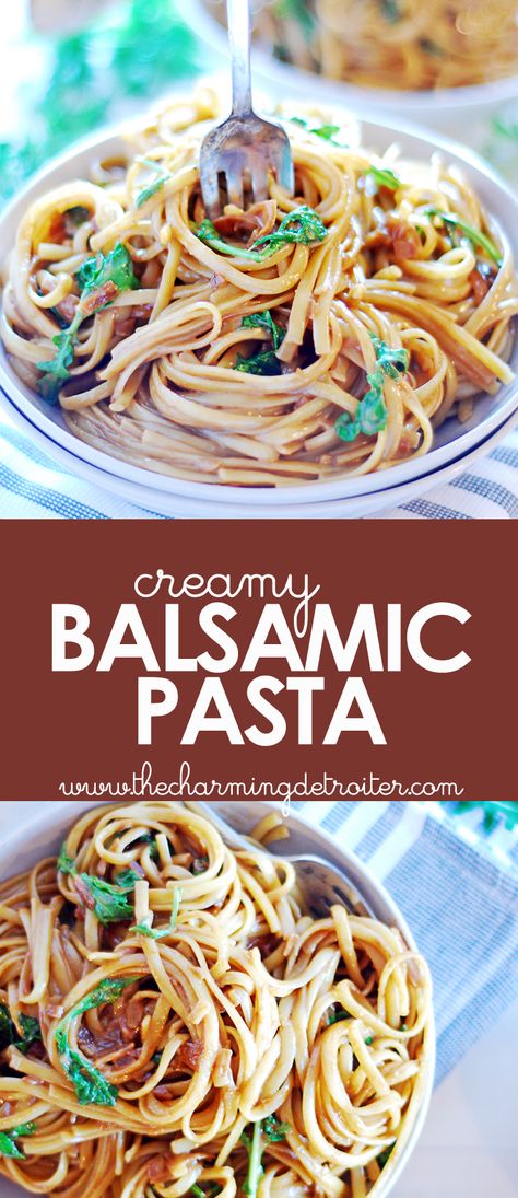 Creamy Balsamic Pasta, Balsamic Pasta Sauce, Pasta With White Sauce, Balsamic Pasta, Steak Pasta, White Sauce Pasta, Pasta Side Dishes, Sauce Pasta, Recipes Pasta