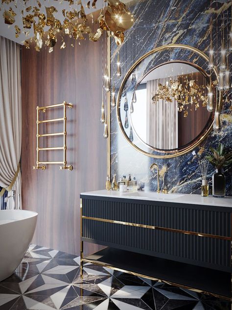 Luxury Bathroom design by VITTAGROUP on Behance Luxury Bathroom Interior, Modern Luxury Bathroom, Bathroom Design Trends, Washroom Design, Bathroom Design Decor, Bathroom Inspiration Decor, Bathroom Design Luxury, Elegant Bathroom, Bath Room