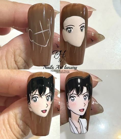 Nail Chibi, Nail Anime, Anime Nail, Fake Nails Designs, Solid Color Nails, Nail Techniques, Anime Nails, Fake Nails, Nail Inspo