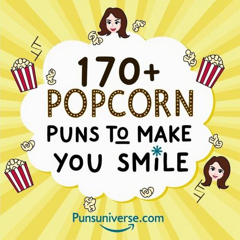 🎉 Get ready to *pop* with laughter! 🍿 Dive into our collection of 170+ hilarious popcorn puns guaranteed to make you smile (and maybe snack too)! Whether you're a popcorn aficionado or just love a good pun, this is your ultimate guide to popping good fun! 😂✨ #puns #popcorn #humor #funny #laughter #snackattack #wordplay #comedy #jokes #laughoutloud Popcorn Sayings For Teachers, Funny Popcorn Quotes, Popcorn Quotes, Popcorn Puns, Fun Puns, Pun Quotes, Birthday Puns, Christmas Puns, Dentist Humor