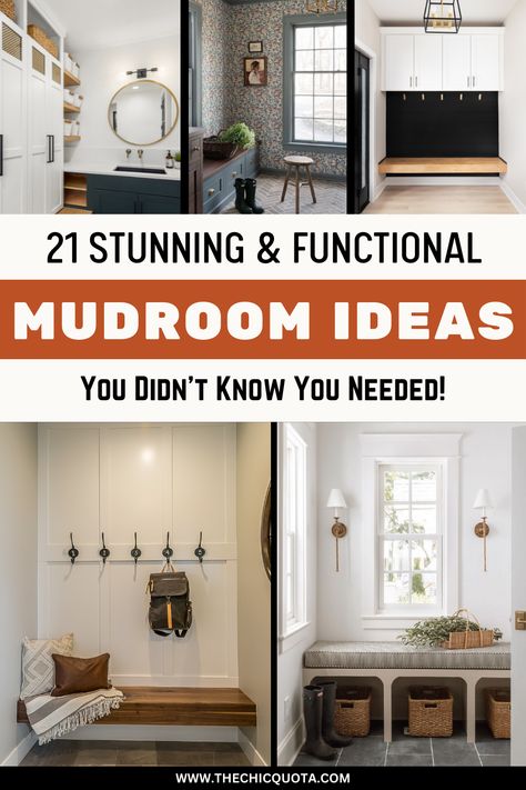 21 Mudroom Ideas To Create a Functional and Beautiful Space - The Chic Quota Mudroom Ideas For Small Spaces, Front Closet Mudroom, Living Room Drop Zone, Mudroom Into Kitchen, Diy Mudroom Ideas, French Country Mudroom, Mudroom Ideas, Mudroom Laundry Room Ideas, Mudroom Paint Color