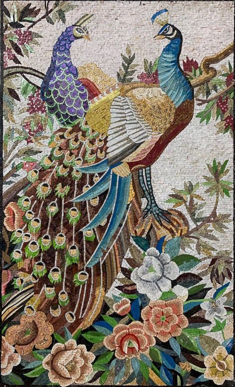 Mosaic artwork - Mosaic mural art - Contemporary Mosaic Artwork Peacock Mosaic, Animal Mosaic, Mosaic Mural, Mosaic Medallion, All About Love, Floral Mosaic, Mosaic Murals, Mosaic Backsplash, Mosaic Pieces