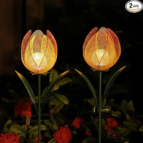 Tulip Flowers Lights For Garden, Solar Garden Stakes, Solar Garden Lights, Decorative Lights, Romantic Lighting, Garden Lights, Solar Garden, Flower Lights, Solar Lights Garden